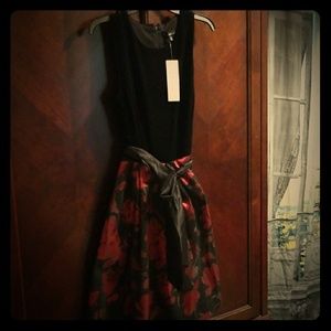 Red and black velvet dress